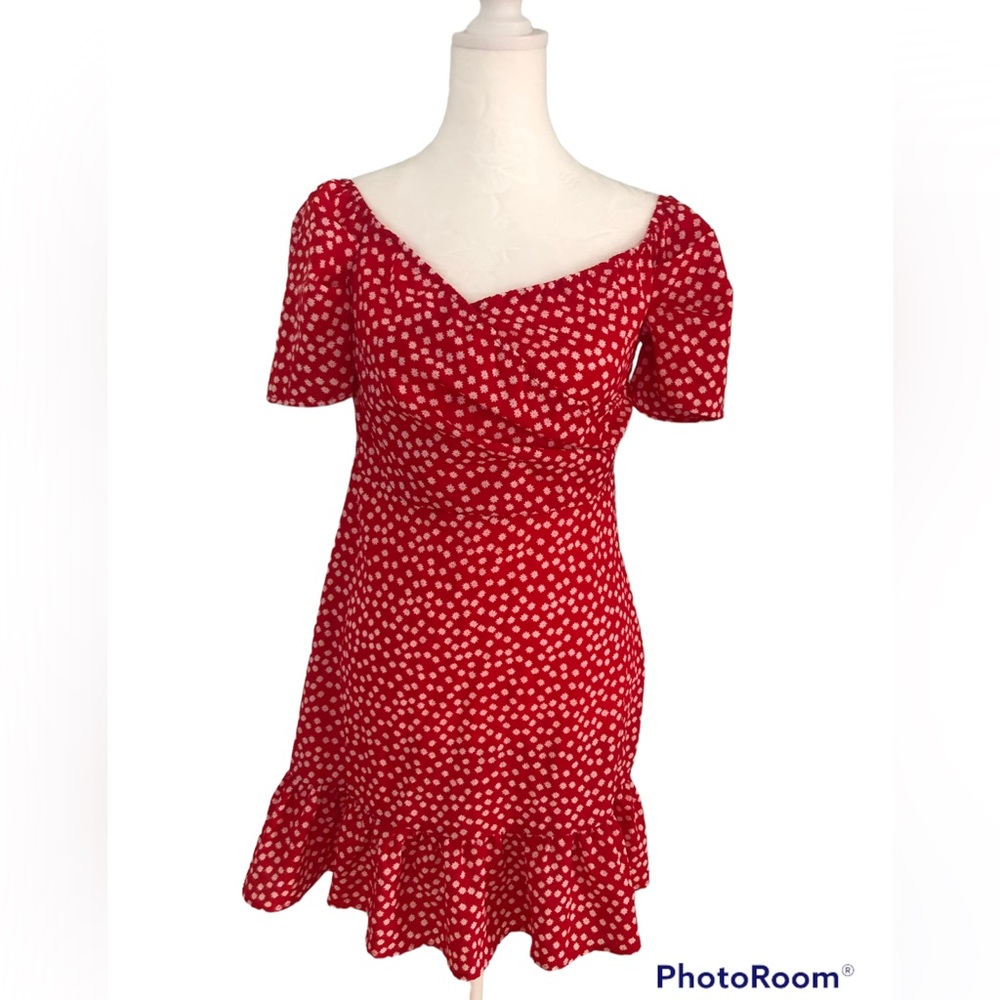 Red/White Floral Mini Dress - Adorable